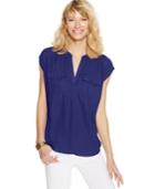 Inc International Concepts Petite Dolman-sleeve Utility Shirt