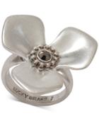 Lucky Brand Silver-tone Crystal Flower Ring