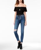 Hudson Jeans Lace-up Ripped Skinny Jeans