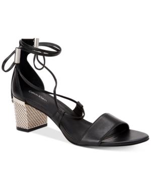 Calvin Klein Women's Natania Lace-up Block-heel Sandals Women's Shoes