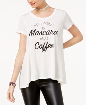 Hybrid Juniors' Lace-back Graphic T-shirt