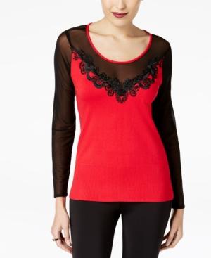 Thalia Sodi Illusion Mesh Sweater, Created For Macy's