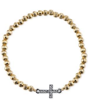 Vatican Textured Bead And Cross Stretch Bracelet