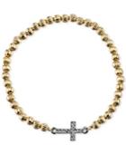 Vatican Textured Bead And Cross Stretch Bracelet
