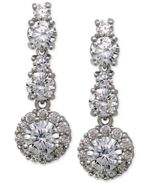 Nina Silver-tone Cubic Zirconia Double Drop Earrings