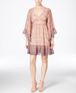Betsey Johnson Printed Bell-sleeve A-line Dress