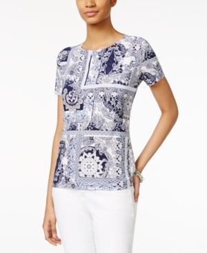 Jm Collection Textured Tee, Scarf Print