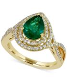 Brasilica By Effy Emerald (1-1/6 Ct. T.w.) And Diamond (3/8 Ct. T.w.) Ring In 14k Gold, Created For Macy's