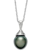 Pearl Necklace, Sterling Silver Cultured Tahitian Pearl Pendant (10mm)