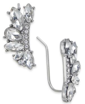 I.n.c. Small Silver-tone Crystal Climber Earrings, .75, Created For Macy's