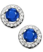 Sapphire (5/8 Ct. T.w.) And Diamond Earrings (1/10 Ct. T.w.) In 10k White Gold