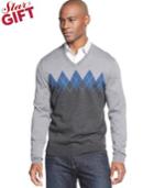Club Room Big And Tall Merino-blend V-neck Argyle Sweater