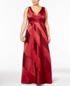 Adrainna Papell Plus Size Satin Striped Ball Gown
