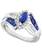 Sterling Silver Ring, Sapphire (1-1/5 Ct. T.w.) And Diamond Accent Ring