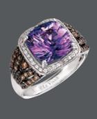 Le Vian Amethyst (3-1/2 Ct. Chocolate Diamond (1/3 Ct. T.w.) And White Diamond (1/6 Ct. T.w.) Square In 14k White Gold