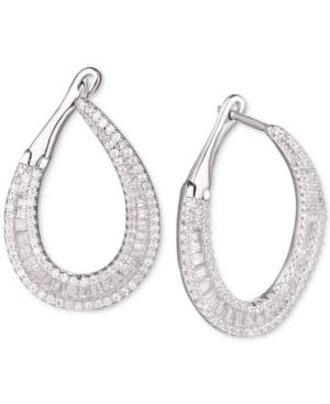 Tiara Cubic Zirconia Hoop Earrings In Sterling Silver