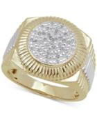 Men's Diamond Two-tone Circle Cluster Style Ring (1/10 Ct. T.w.) In Sterling Silver & 10k Gold-plate
