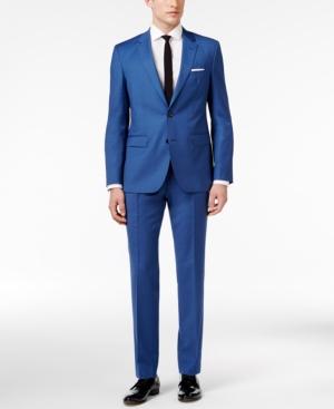 Hugo Men's Slim-fit Blue Mini-check Suit
