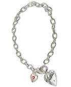 Guess Necklace, Silver-tone Heart Logo Toggle Necklace