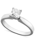 Diamond Ring, 14k White Gold Certified Diamond Princess Cut Solitaire Engagement Ring (5/8 Ct. T.w.)