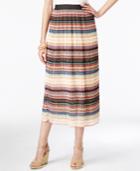 Ny Collection Striped Crinkled Midi Skirt