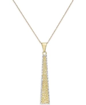 Two-tone Angled Pendant Necklace In 10k Gold