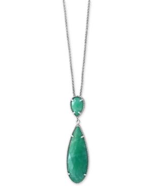 Turquesa By Effy Amazonite (11 X 7mm & 33 X 9mm) Teardrop Pendant Necklace In Sterling Silver
