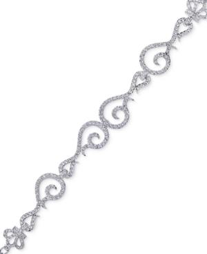 Nina Silver-tone Crystal Pave Swirl Bracelet With Swarovski Crystals