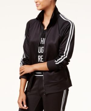 Material Girl Active Juniors' Metallic Striped Track Jacket, Only At Macy's