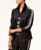 Material Girl Active Juniors' Metallic Striped Track Jacket, Only At Macy's