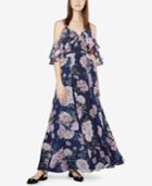 Fame And Partners Floral-print Cold-shoulder Gown