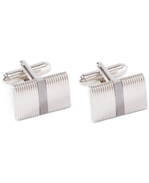 Geoffrey Beene Ribbed Polished Rhodium Cufflinks