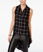 Material Girl Juniors' Plaid High-low Blouse, Only At Macy's