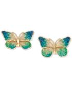 Ceramic Butterfly Stud Earrings In 14k Gold