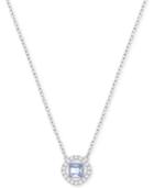 Swarovski Silver-tone Square Crystal Halo Pendant Necklace