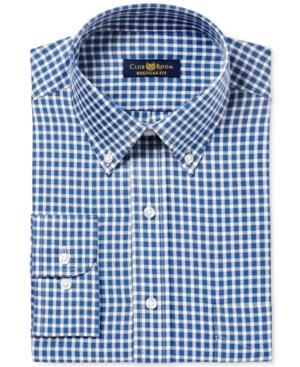 Club Room Men's Classic/regular Fit Twill Block Check Dress Shirt, Only At Macy's