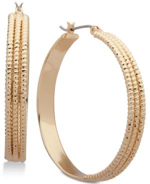 Nine West Triple Layer Textured Hoop Earrings