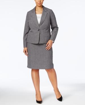 Le Suit Plus Size Plaid Skirt Suit