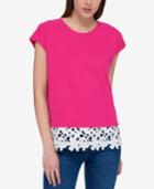 Tommy Hilfiger Lace-contrast T-shirt, Only At Macy's