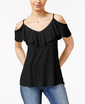 Ultra Flirt Juniors' Printed Off-the-shoulder Ruffle Top