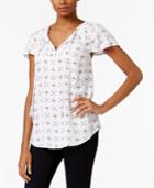 G.h. Bass & Co. Geometric-print Flutter-sleeve Top
