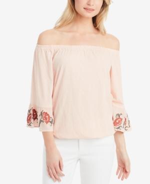 Jessica Simpson Juniors' Arlene Embroidered Off-the Shoulder Blouse