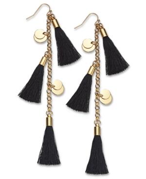 I.n.c. Gold-tone Disc & Tassel Linear Drop Earrings, Created For Macy's