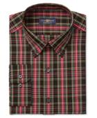 Club Room Estate Men's Classic-fit Wrinkle Resistant Black Oversize Tartan Dress Shirt, Only At Macy's