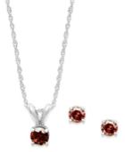 10k White Gold Red Diamond Necklace And Earring