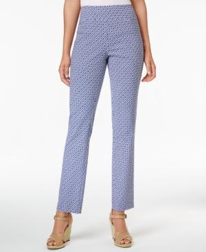 Charter Club Petite Cambridge Printed Pull-on Slim-leg Pants, Only At Macy's
