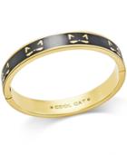 Kate Spade New York Gold-tone Black Enamel Cool Cat Hinged Bangle Bracelet