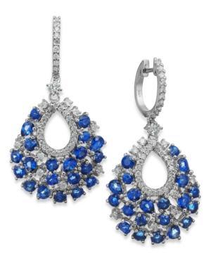 Sapphire (6-5/8 Ct. T.w.) And Diamond (1 Ct. T.w.) Drop Earrings In 14k White Gold