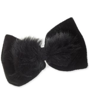 I.n.c. Silver-tone Faux Fur Velvet Bow Hair Barrette, Created For Macy's