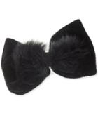 I.n.c. Silver-tone Faux Fur Velvet Bow Hair Barrette, Created For Macy's